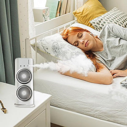 Double Ended Spray Fan, Desk Fan with Mist Spray, Travel Cooler Fan, USB Rechargeable Mini Desktop Table Cooling Fan for Office